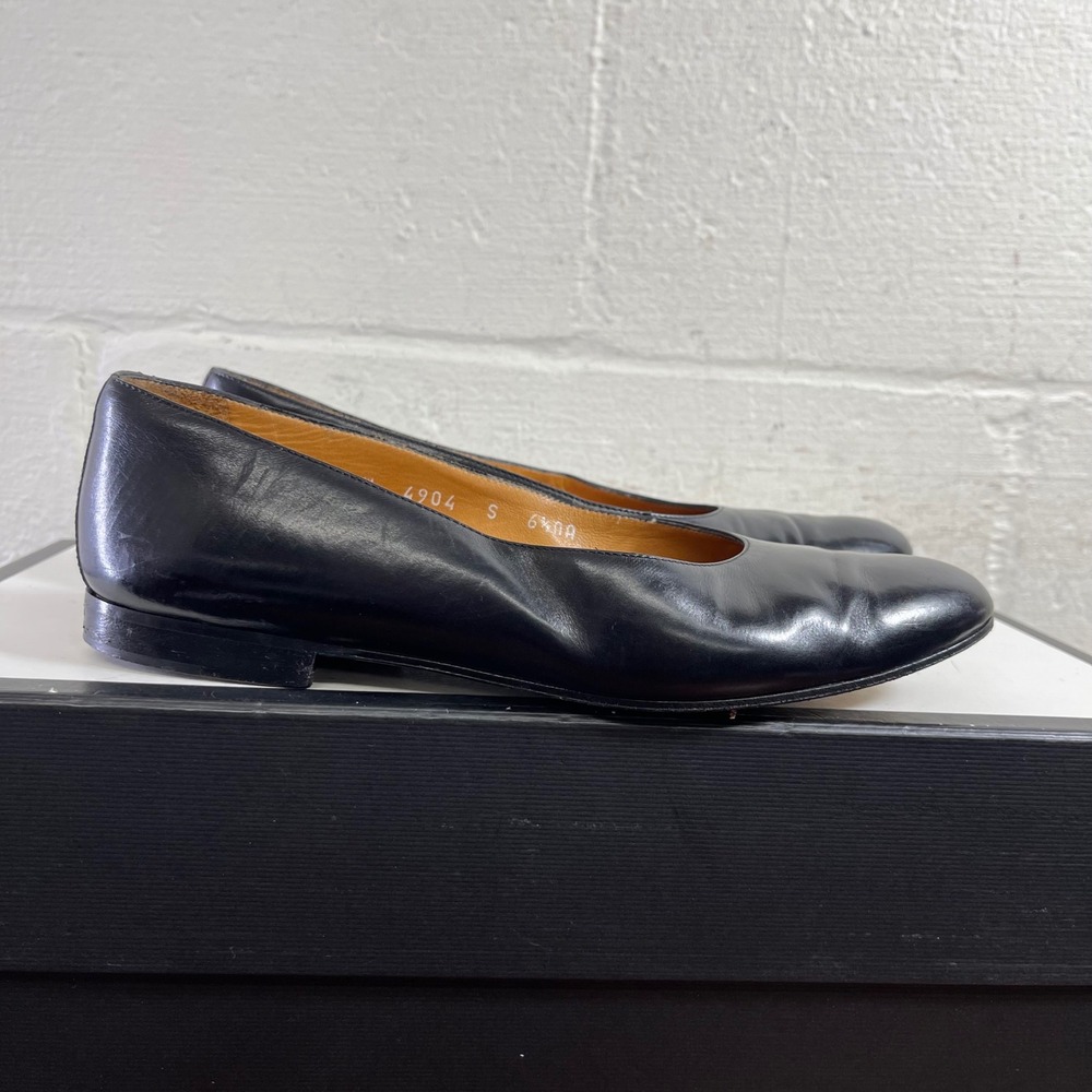 Ralph Lauren 4904 Black Leather Ballet Flats Slip On Women 6.5 AA Made in Italy